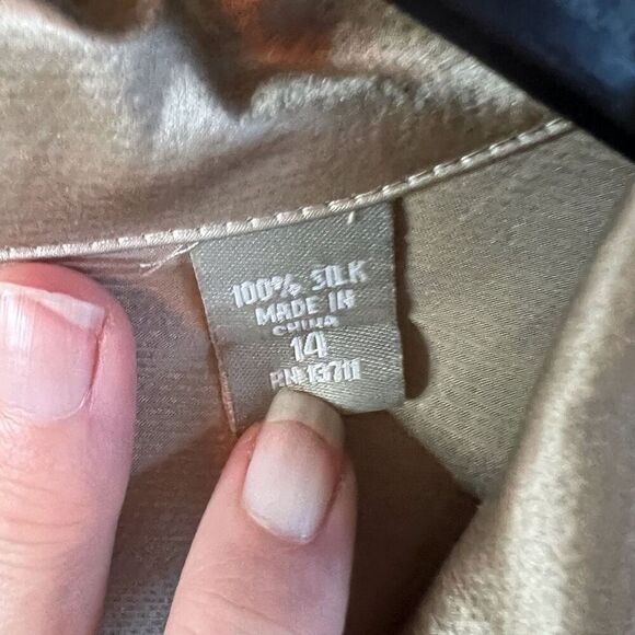 Kate Hill Womens Silk Button Down‎ Shirt Size 14 Y2K 90s Career Wear - Picture 3 of 6